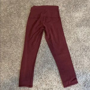 High waisted maroon Lululemon leggings